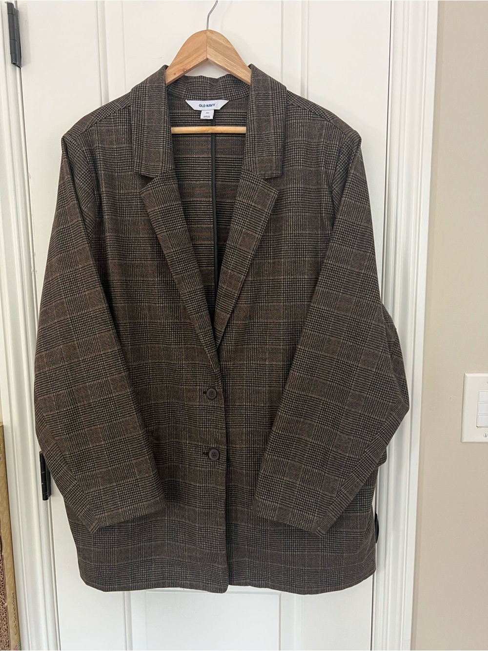 Old Navy Brown Plaid Women's Blazer Jacket 3X
